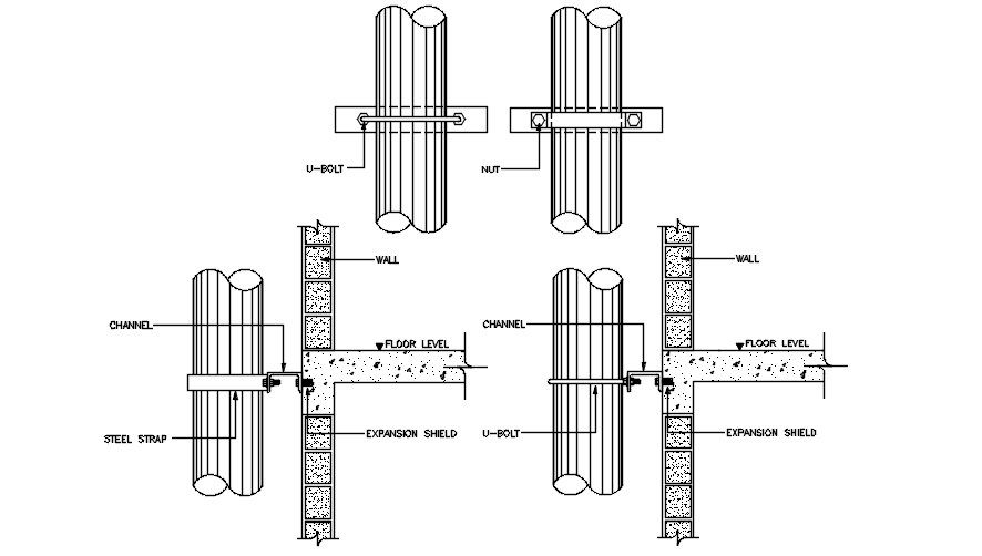 Hanging Steel Channel With Steel Trap Section Drawing DWG File