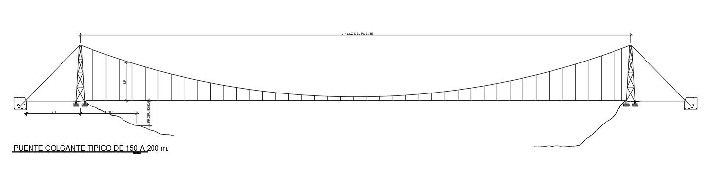 Hanging bridge plan is given in this Autocad drawing file.Download now.