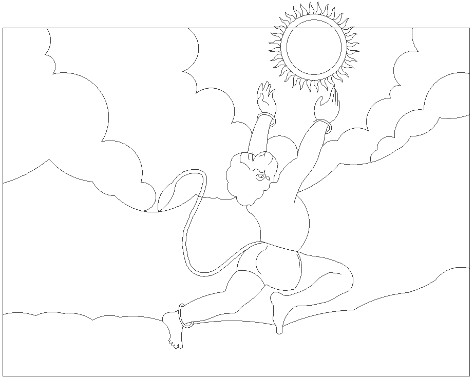 Hanuman ji laser gulping sun dwg laser cutting file dwg autocad drawing .