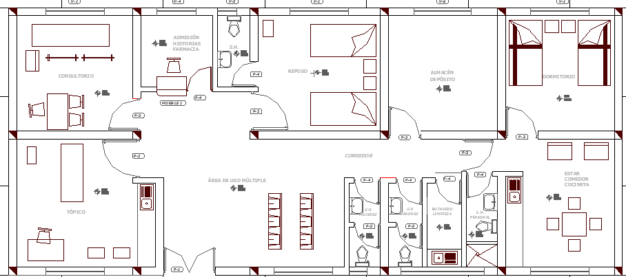 Health Center Architecture Design and Structure Details dwg file