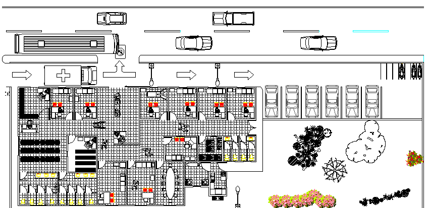 Health Center Landscaping and Structural Layout Details dwg file