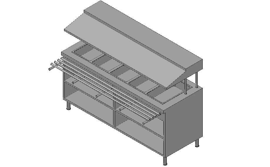 Food Counter 3d Model In DWG File
