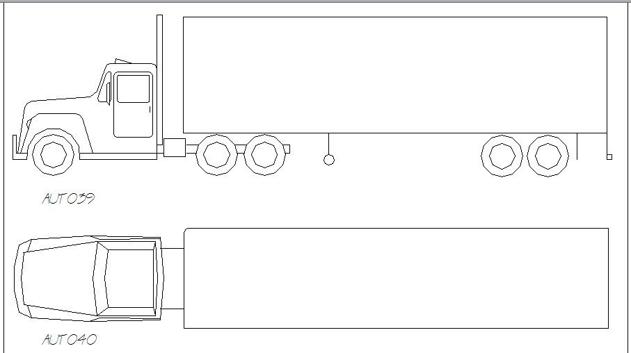 Heavy truck side and top view elevation block details dwg file