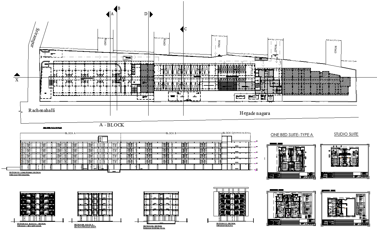 Hegade Nagara Hotel CAD Drawings: Plan, Elevation, Section & Electric Layout DWG