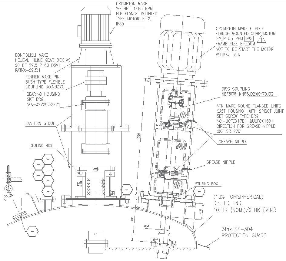 Helical Gearbox with Motor Assembly Details AutoCAD DWG File