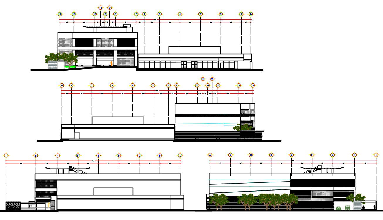 Helicopter Landing Building Elevation DWG File