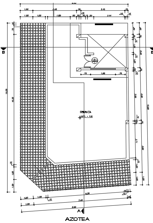 7x11m House Plan with Staircase and Roof in AutoCAD File