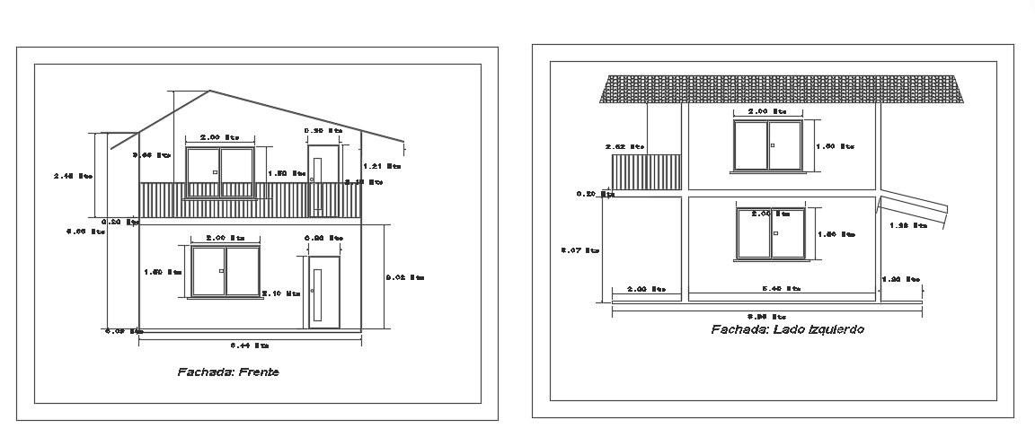 Precise AutoCAD File of 640x860cm House Elevation View