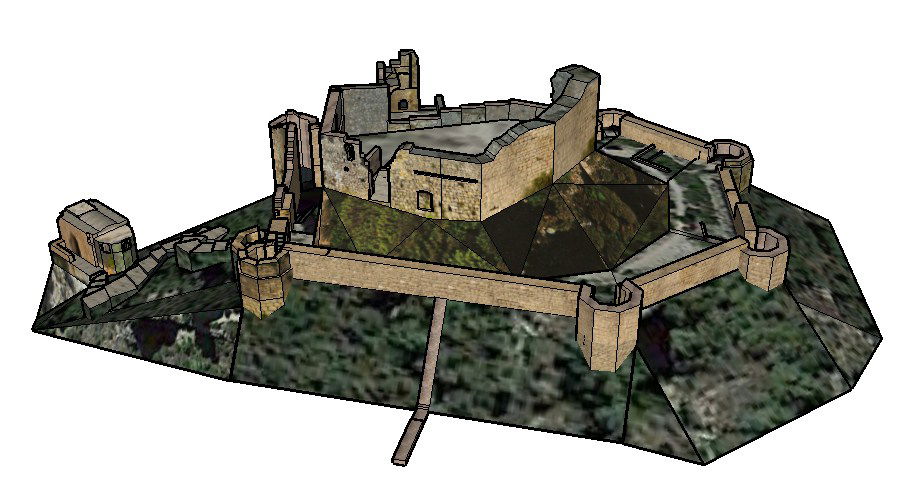 Heritage fort with old building 3d elevation cad drawing details dwg file