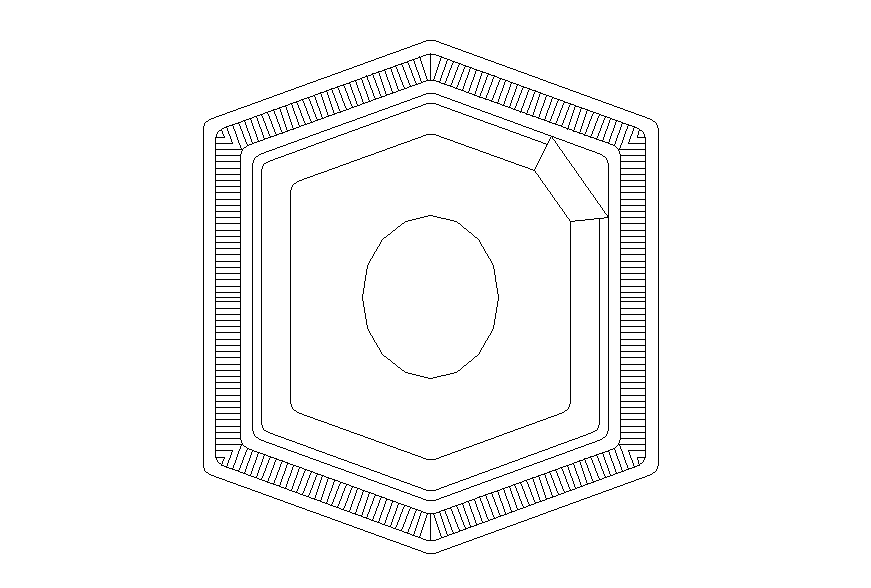 Hexagonal shape washbasin detail elevation 2d view layout file