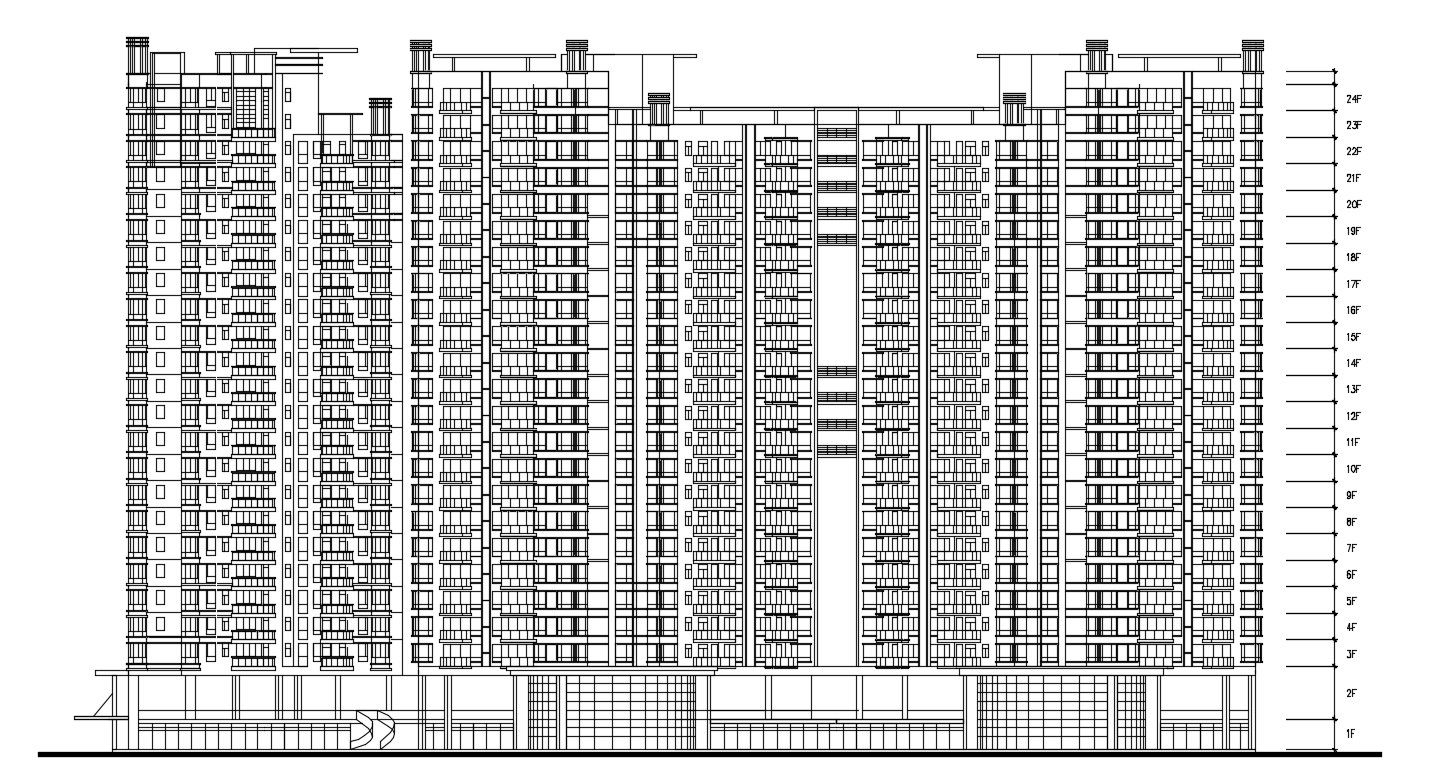 High Rise Building Elevation Design AutoCAD File 