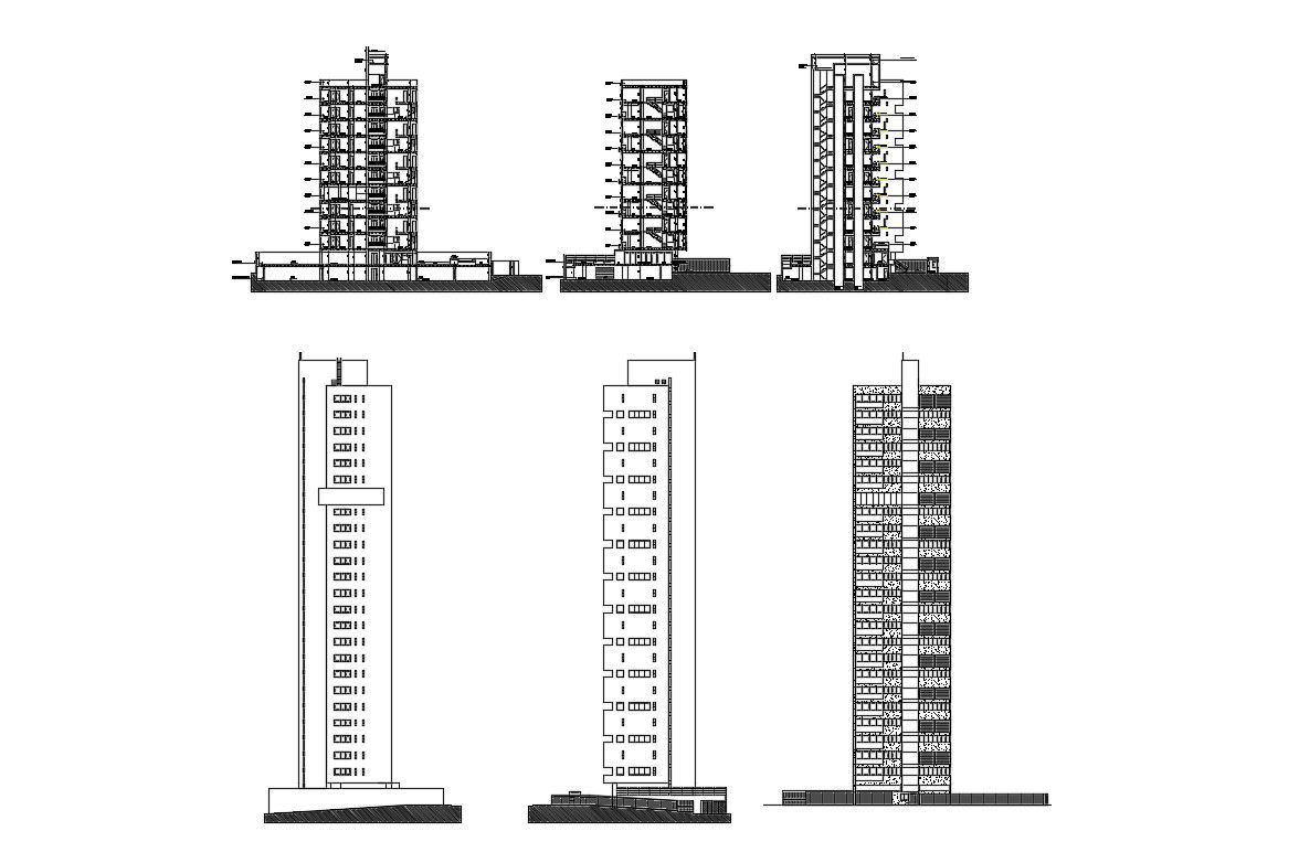 High Rise Building Elevation Designs DWG File Download