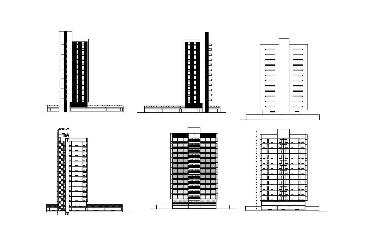 High Rise Building Elevation Designs DWG File Free Download