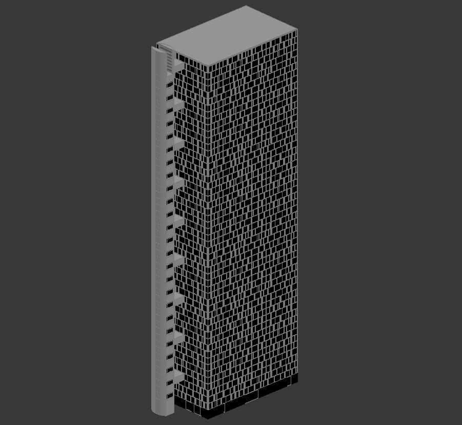 High-Rise Commerce Building 3D Max Model with Rectangle Shape files