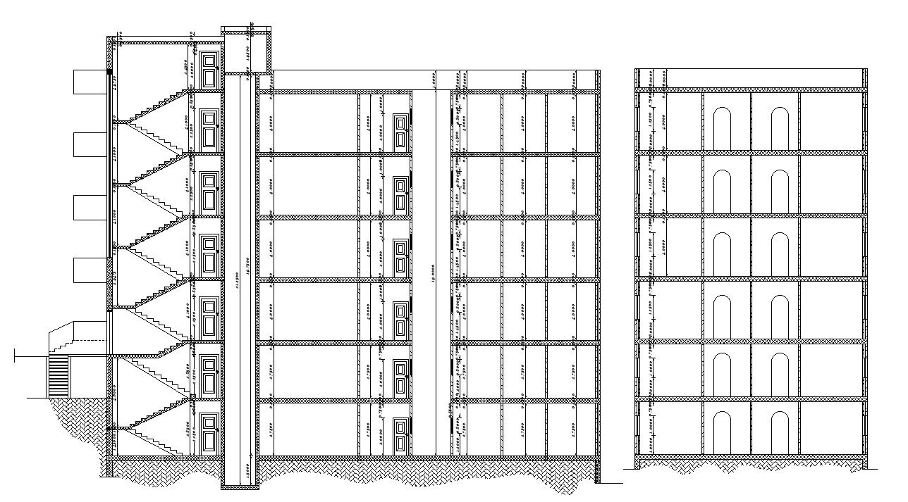 High Rise Residential Building Sections Design AutoCAD File
