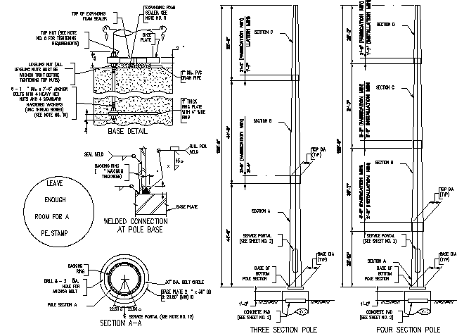 High mast pole lighting acacia installation details dwg file