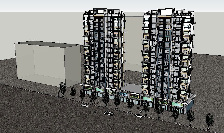 High rise 3d corporate building twin tower cad drawing details skp file