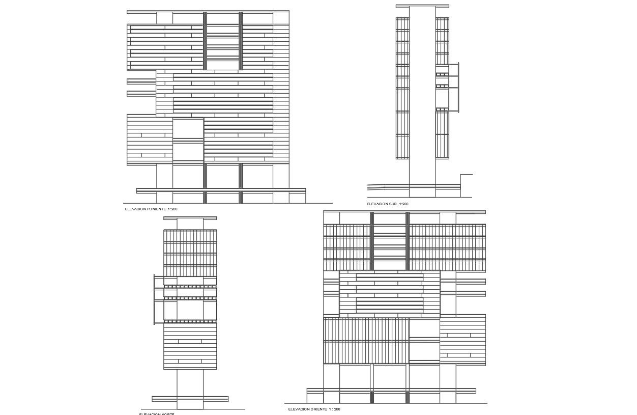 High rise building Elevation detail dwg file