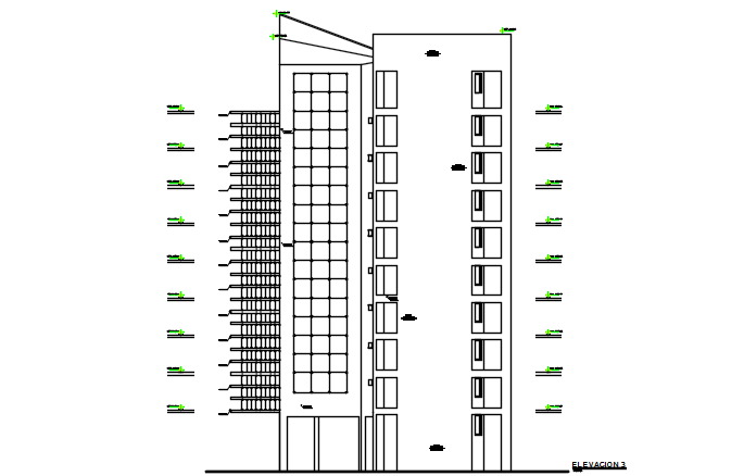High rise building Elevation working plan detail dwg file
