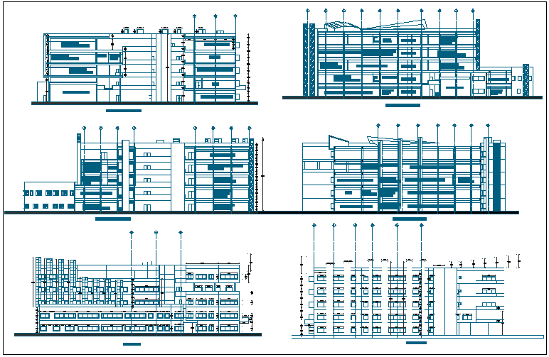 High rise building elevation design dwg file