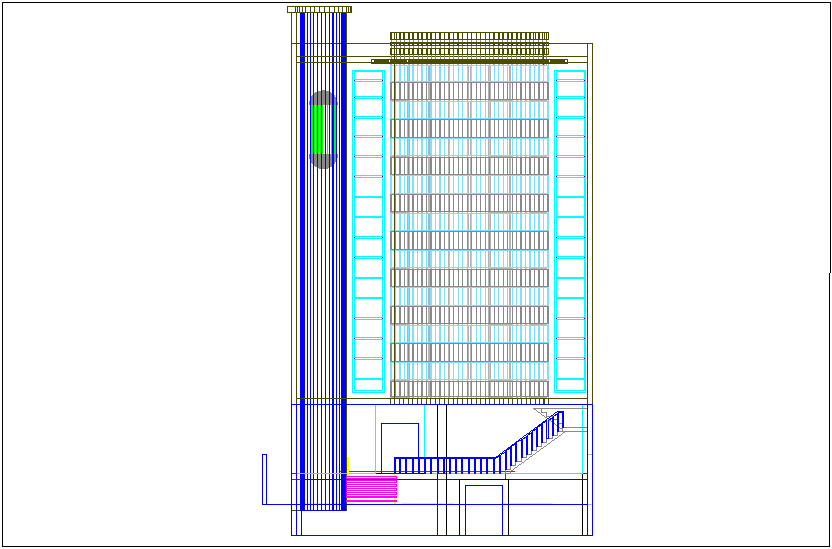 High rise building elevation dwg file