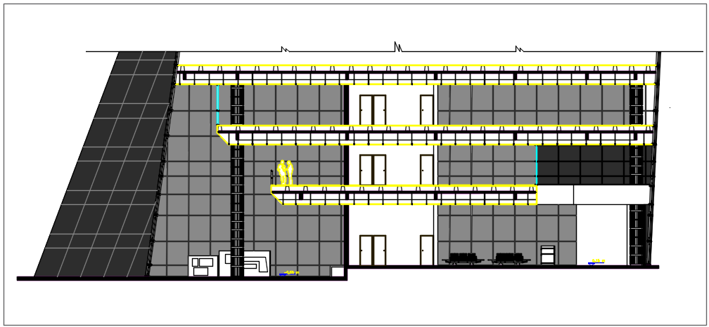 High rise building elevation plan detail dwg file