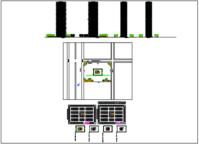 High rise building in detail dwg file