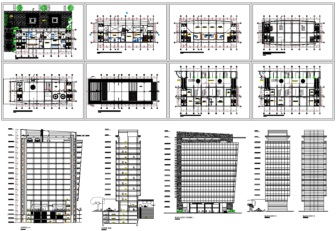 High-rise building plan detail dwg file