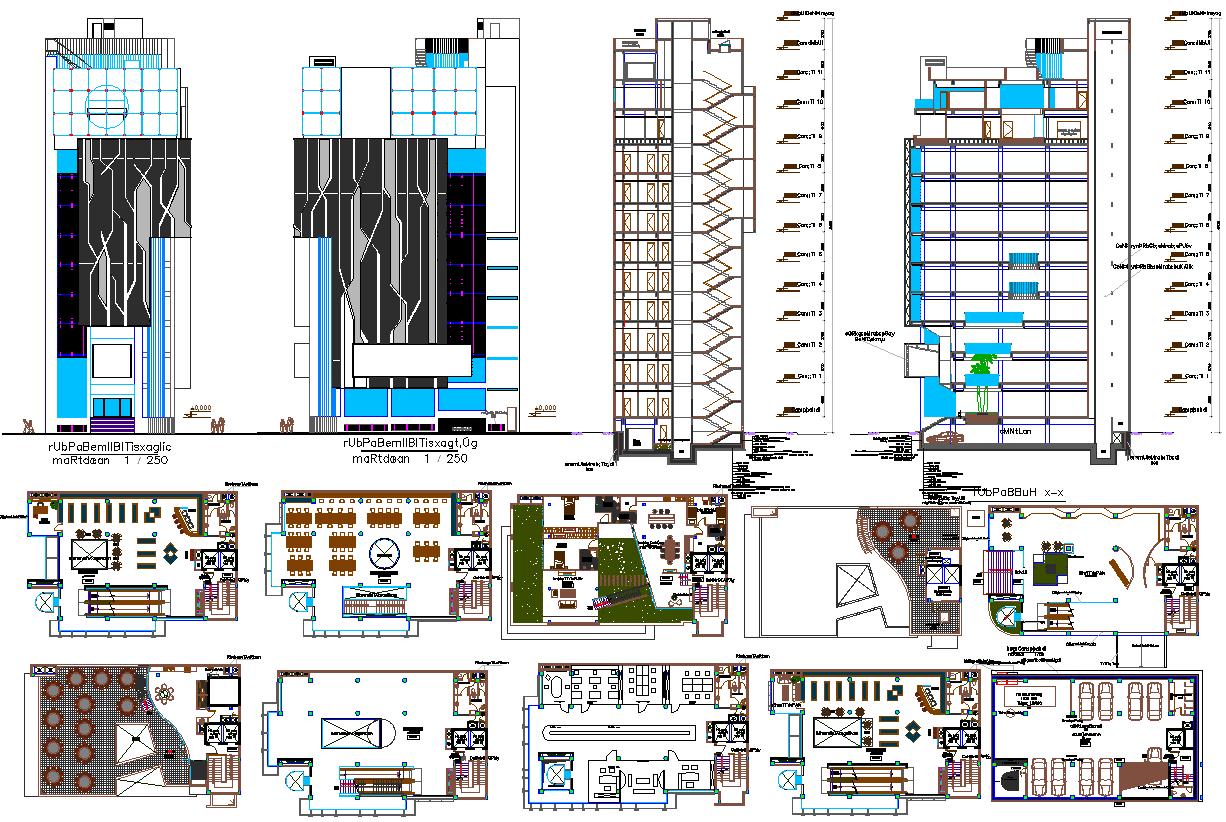 High-rise building plan detail dwg file