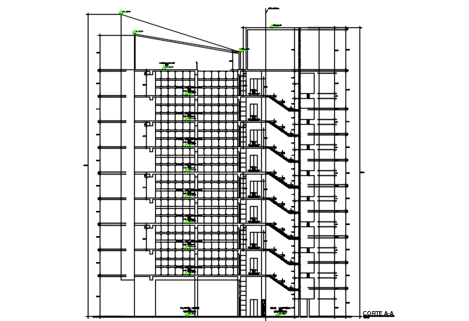 High rise building section A-A’ detail dwg file
