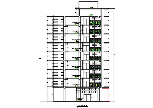 High rise building section B-B’ detail dwg file