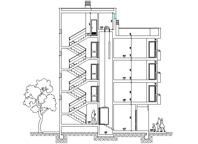 High rise building section detail dwg file