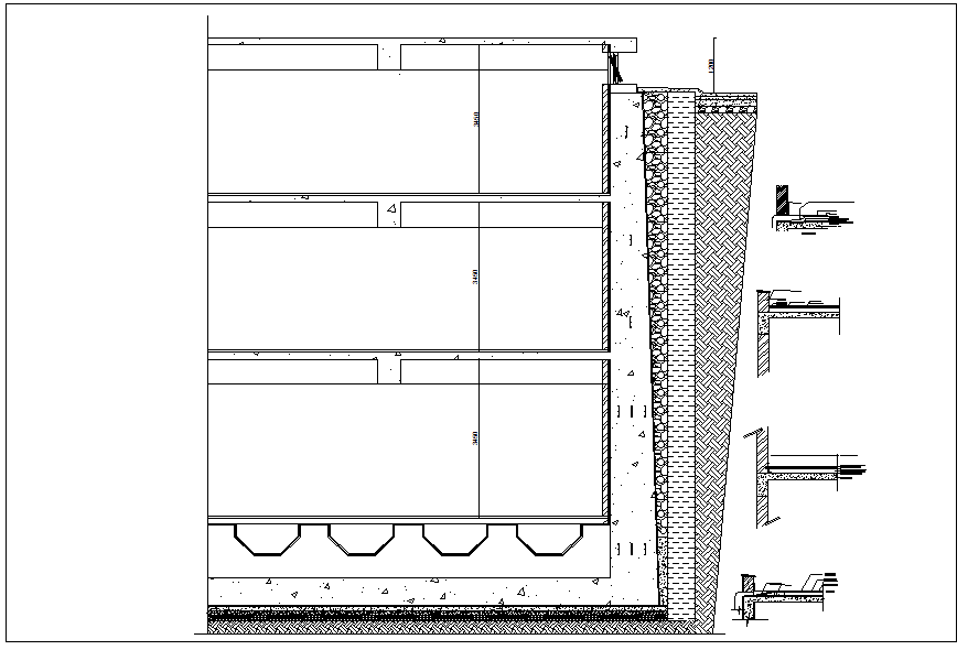 High-rise building side elevation view detail diagram dwg file