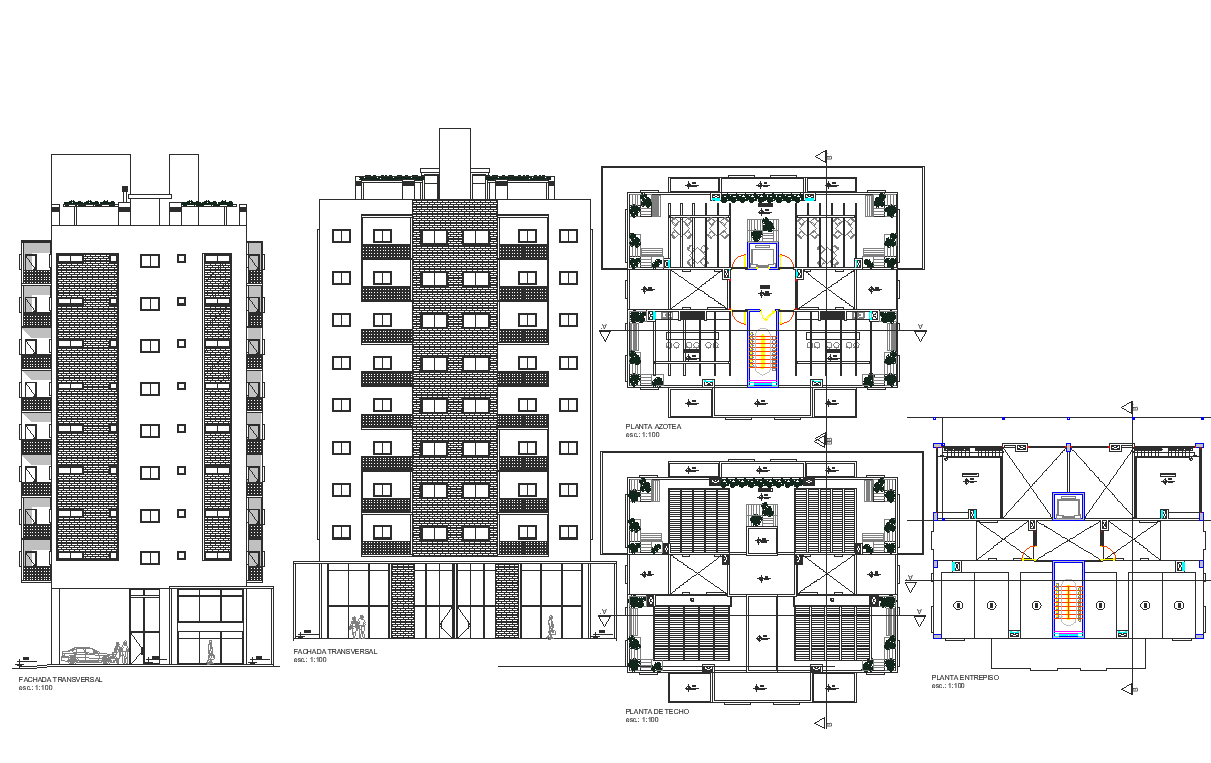 High rise commercial building plan detail dwg file