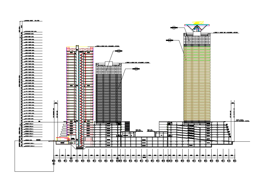 High rise corporate tower building section cad drawing details dwg file