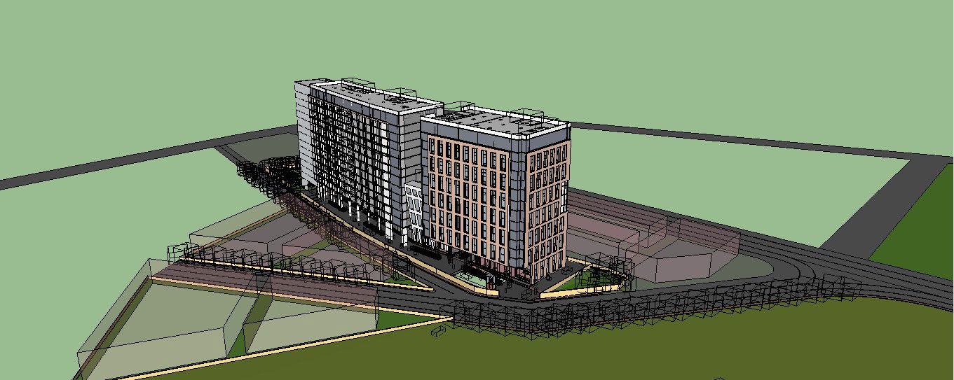 High Rise Twin Corporate Buildings 3D SKP Model Download