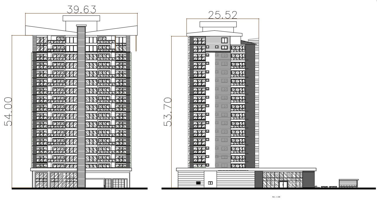 High Story Building Elevation AutoCAD File