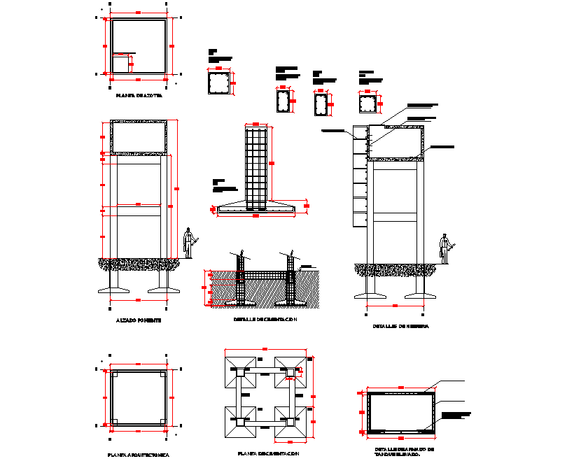 High water tank for drinking water plan autocad file