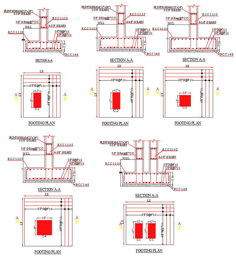 High-Raised Building Footing Details AutoCADCAD  File