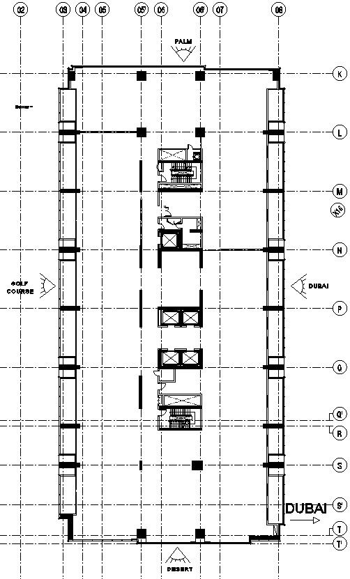 High Rise building roof structural framing plan in AutoCAD, dwg file.