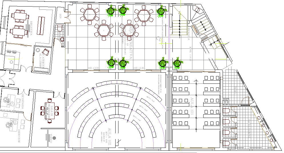 Higher Education Building Design and Section Details dwg file