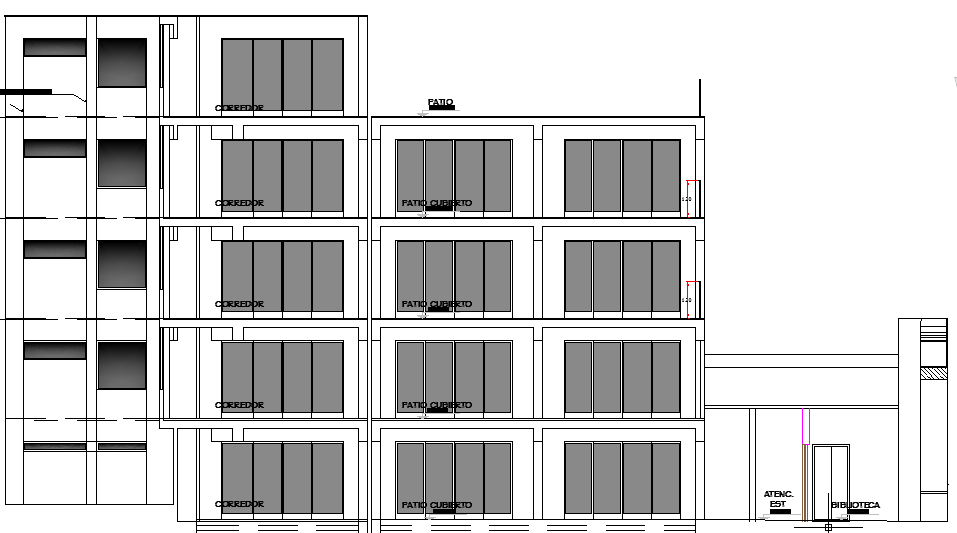 Higher Education Building Design and Structure Details dwg file