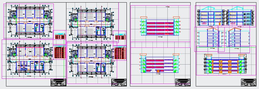 Higher institute design elevation and section drawing