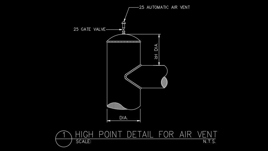 High point detail for air vent AutoCAD drawing is given in this file