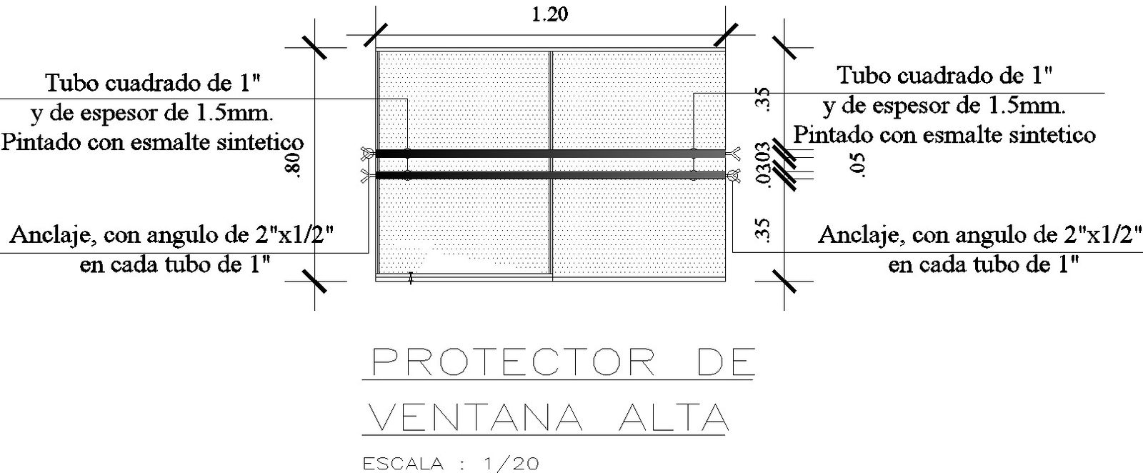 High window protector design in detail AutoCAD drawing, dwg file, CAD file