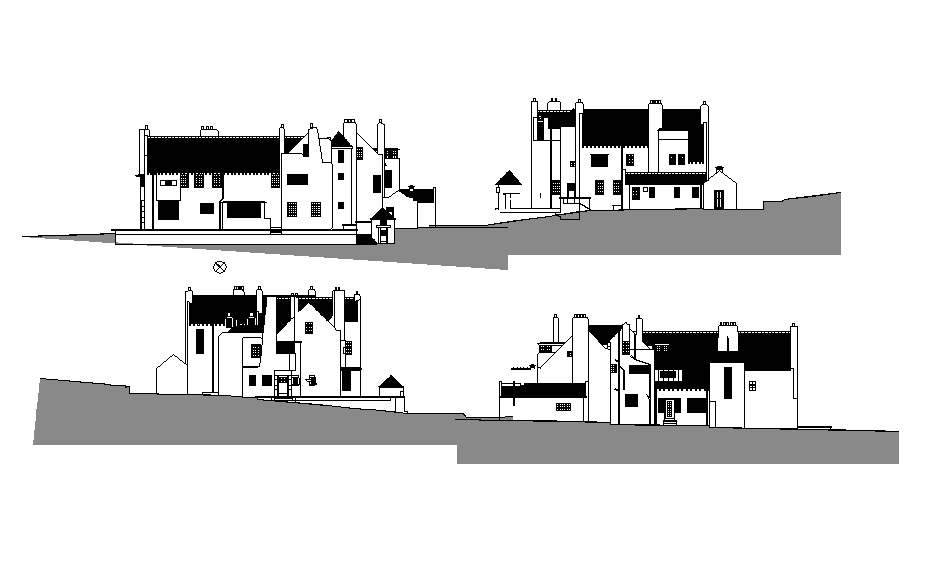Hill house elevation view is given in this Autocad drawing file. Download now.