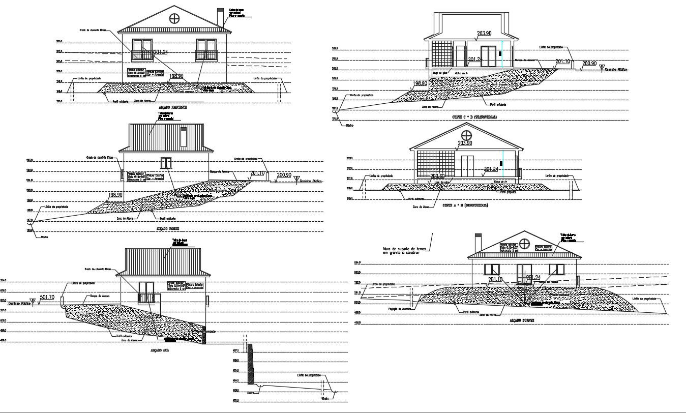 Hills Station House Elevation Design AutoCAD Drawing