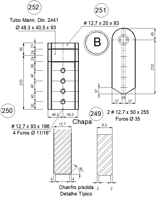 Hinge, Lifting Eye for Tank And Chamfer for Welding Details AutoCAD DWG File