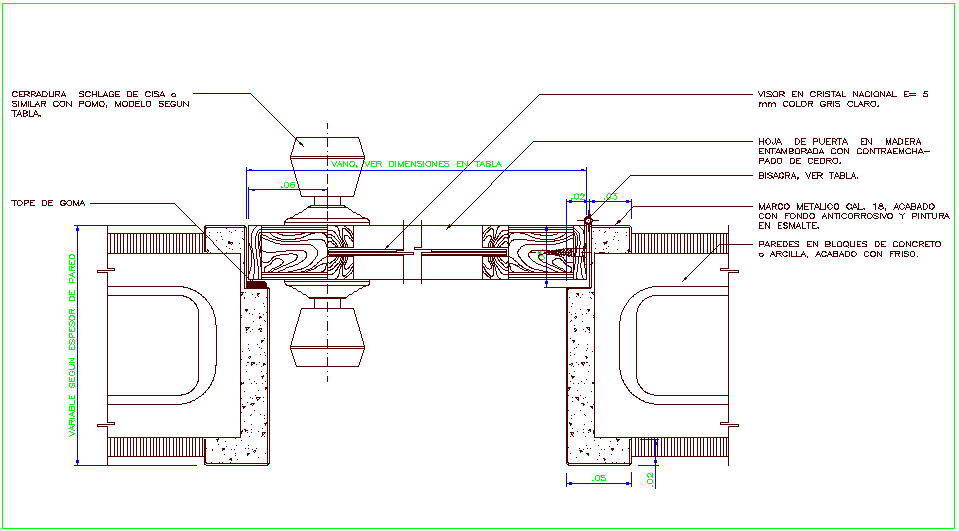 Hinged door of wood sheet plan