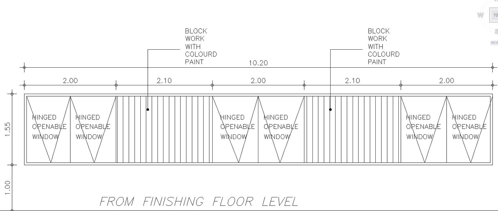 Hinged openable window details in AutoCAD, dwg file.